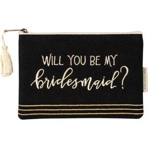 “Will You Be My Bridesmaid?” Black Cotton Zipper Pouch
